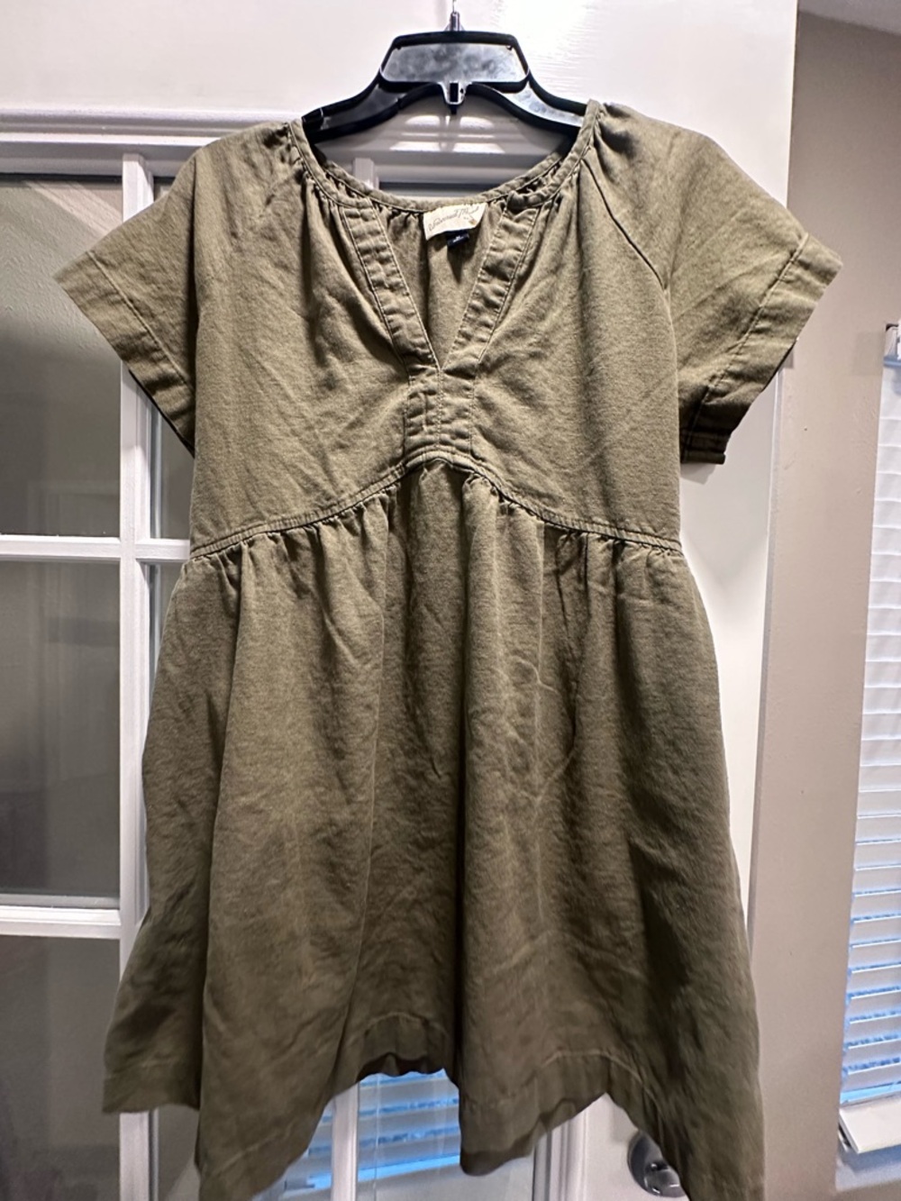 Universal Thread Olive Short-Sleeve V-Neck Mini Dress